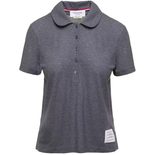 Grey Polo Shirt With Peter-Pan Collar And Logo Pat - Größe 38 - gray - Thom Browne - Modalova