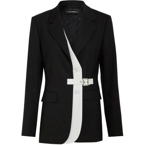 Blazer mit kontrastierendem Revers und Gürtel - Größe 38 - Karl Lagerfeld - Modalova