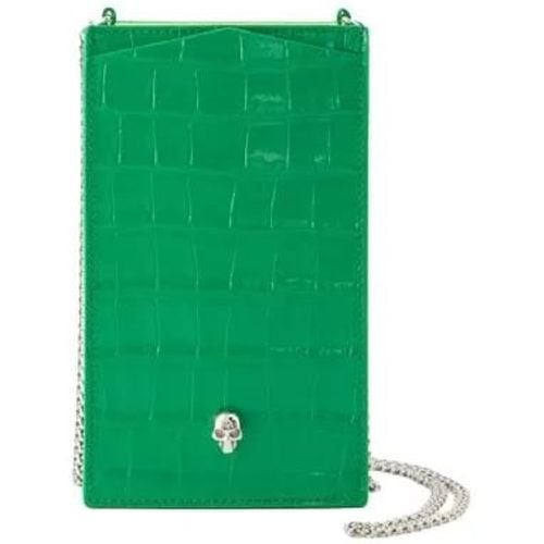 Handyhüllen - Phone Holder With Chain - Leather - Green - Gr. unisize - in - für Damen - alexander mcqueen - Modalova