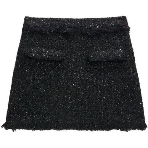 Frayed-Trim Bouclé Miniskirt - Größe 40 - schwarz - MSGM - Modalova