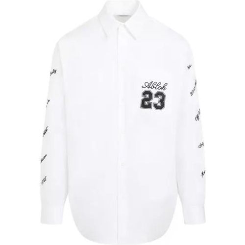 Logo Heavycot White Black Cotton Overshirt - Größe S - white - Off-White - Modalova