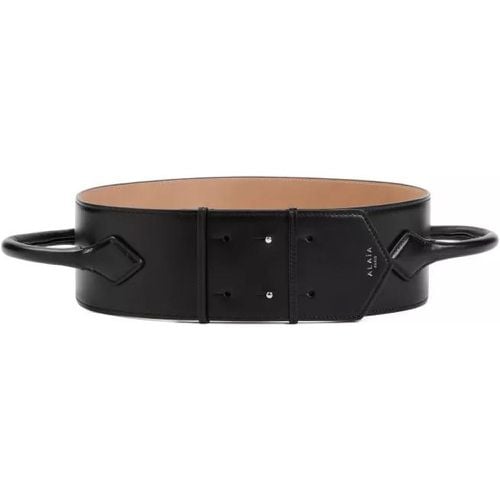 Gürtel - Black Calf Leather Teckel Handle Belt - Gr. 75 - in - für Damen - alaia - Modalova