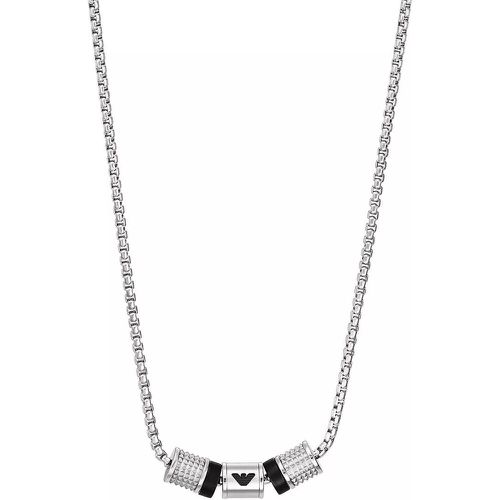 Halsketten - Onyx Rondelle Necklace - Gr. unisize - in Silber - für Damen - Emporio Armani - Modalova