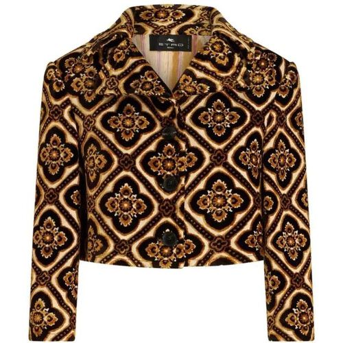 Multicolored Cropped Velvet Jacket - Größe 40 - brown - ETRO - Modalova