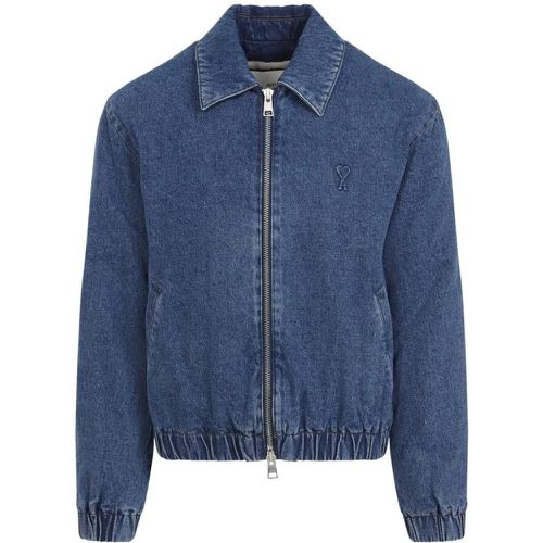 Used Blue Zipped Denim Bomber Jacket - Größe XL - AMI Paris - Modalova