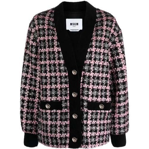 Single-Breasted Tweed Powder Pink Jacket - Größe 42 - MSGM - Modalova