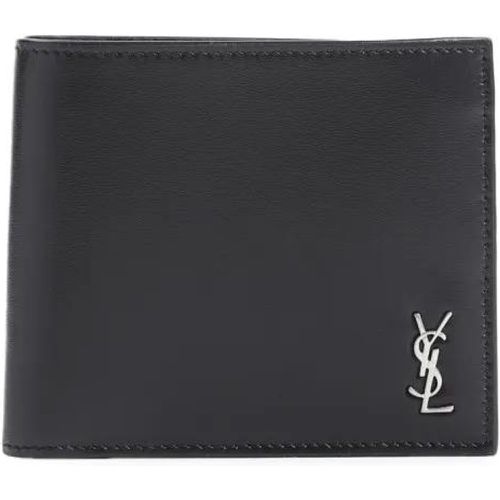 Portemonnaies - Black Calf Leather Wallet - Gr. unisize - in - für Damen - Saint Laurent - Modalova