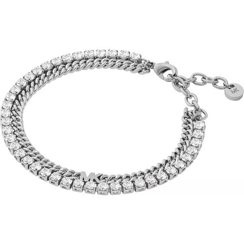 Armband - Platinum-Plated Mixed Tennis Double Layer Bracelet - Gr. M - in Silber - für Damen - Michael Kors - Modalova