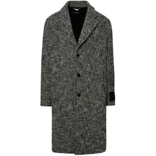 Two-Tone Wool Coat - Größe 50 - gray - Versace - Modalova