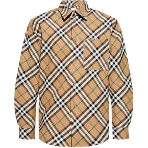 Linden Beige Cotton Check Print Shirt - Größe L - Burberry - Modalova