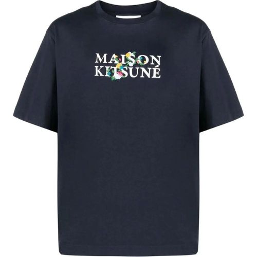 Floral Print Logo T-shirt - Größe L - Maison Kitsune - Modalova