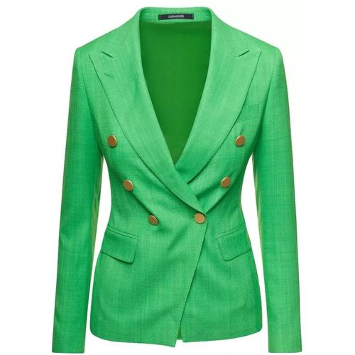 Green Double-Breasted Jacket With Gold-Tone Button - Größe 46 - green - Tagliatore - Modalova