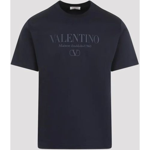 Navy Cotton T-Shirt With Logo - Größe XL - Valentino - Modalova