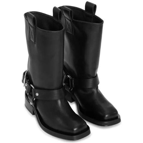 Boots & Stiefeletten - Buckle-Strap Leather Biker Boots - Gr. 38 (EU) - in - für Damen - Ganni - Modalova