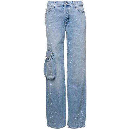 Light Blue Jeans With Cargo Pocket And Paint Stain - Größe 26 - blue - Off-White - Modalova