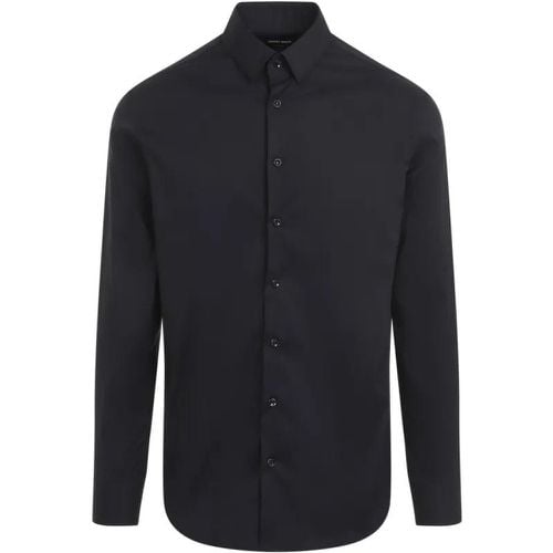 Dark Navy-Blue Cotton Shirt - Größe 39 - Giorgio Armani - Modalova