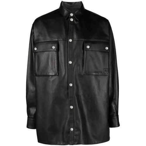 Embossed-Logo Leather Shirt - Größe 40 - black - Balmain - Modalova