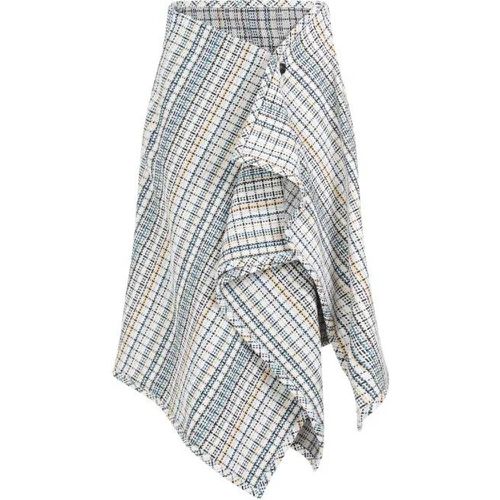 White Cotton Check Skirt - Größe 40 - Bottega Veneta - Modalova