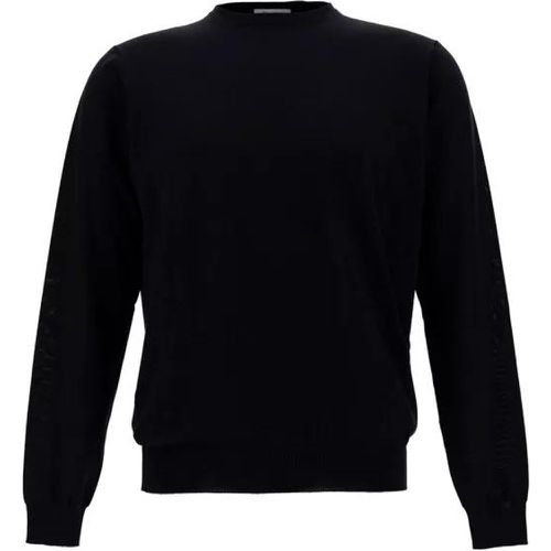 Blue Crewneck Sweater With Ribbed Trims In Wool - Größe 48 - blue - Gaudenzi - Modalova