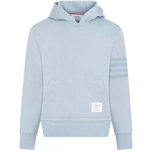 Light Blue Cotton Crewneck Hoodie Pullover - Größe 4 - Thom Browne - Modalova