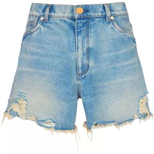 Mid-Rise Frayed Denim Shorts - Größe 36 - blue - Balmain - Modalova