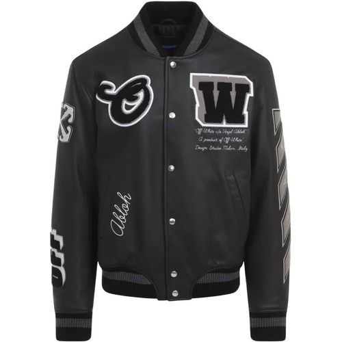 Full Leather Varsity Jacket - Größe 50 - Off-White - Modalova