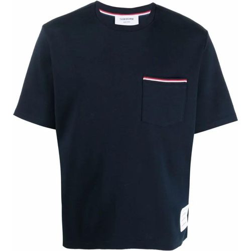 Navy Blue Ribbed T-Shirt - Größe 3 - Thom Browne - Modalova