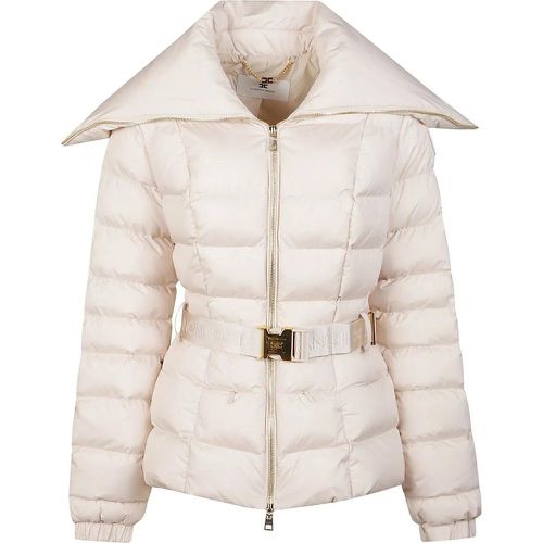 Belted Down Jacket White - Größe 42 - Elisabetta Franchi - Modalova