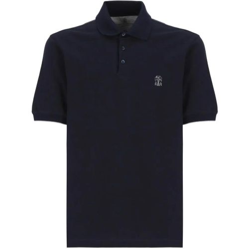 Blue Cotton Polo Shirt - Größe L - BRUNELLO CUCINELLI - Modalova