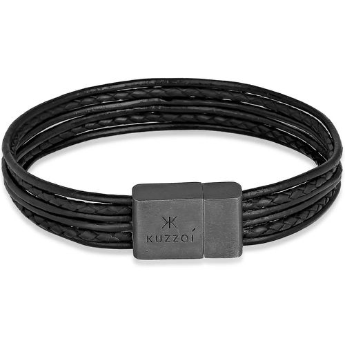 Armbänder - Armband Leder 6-reihig Magnet Basic 925 Silber oxi - Gr. 23 CM - in Schwarz - für Damen - Kuzzoi - Modalova