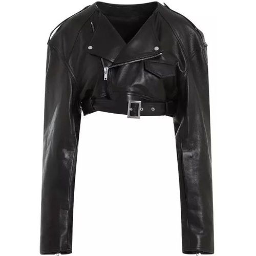 Micro Biker Black Lamb Leather Jacket - Größe 40 - Rick Owens - Modalova