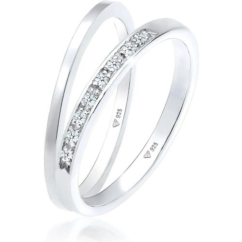 Ringe - Ring Basic Memoire Diamant (0.04 ct) 2er Set 925 S - Gr. 52 MM - in - für Damen - Elli - Modalova
