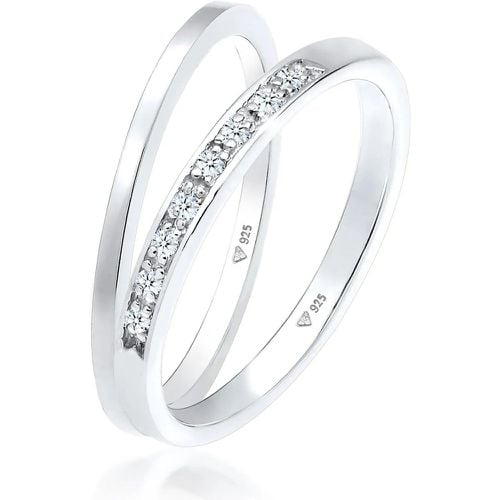 Ringe - Ring Basic Memoire Diamant (0.04 ct) 2er Set 925 S - Gr. 52 MM - in Silber - für Damen - Elli - Modalova