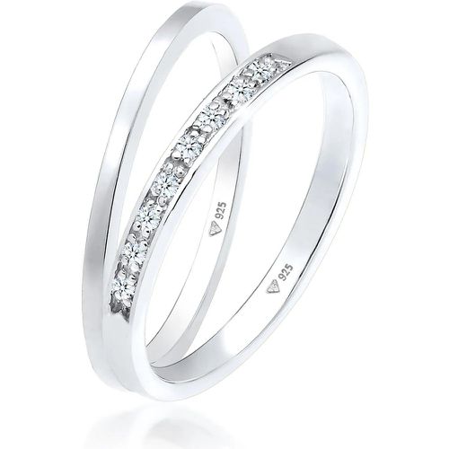 Ringe - Ring Basic Memoire Diamant (0.04 ct) 2er Set 925 S - Gr. 58 MM - in Silber - für Damen - Elli - Modalova