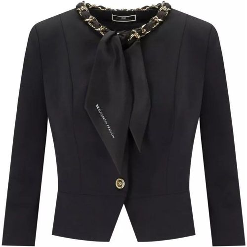 Black Jacket With Chain Foulard Scarf - Größe 44 - black - Elisabetta Franchi - Modalova