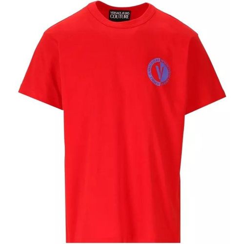 V-Emblem Red T-Shirt - Größe M - red - Versace Jeans Couture - Modalova