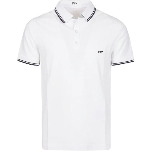 Piquet Double Collar Polo Shirt White - Größe XL - Fay - Modalova