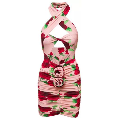 Pink Mini-Dress With Floral Print All-Over In Visc - Größe 36 - pink - Magda Butrym - Modalova
