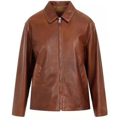 Brown Lamb Leather Jacket - Größe 38 - brown - Prada - Modalova