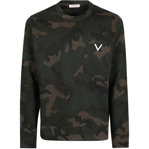 Cotton Sweatshirt With Crew Neck And All-Over Camo - Größe M - Valentino - Modalova