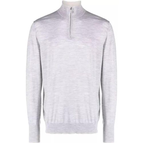 Grey High-Neck Zipped Wool Knitwear Jumper - Größe L - Eleventy - Modalova