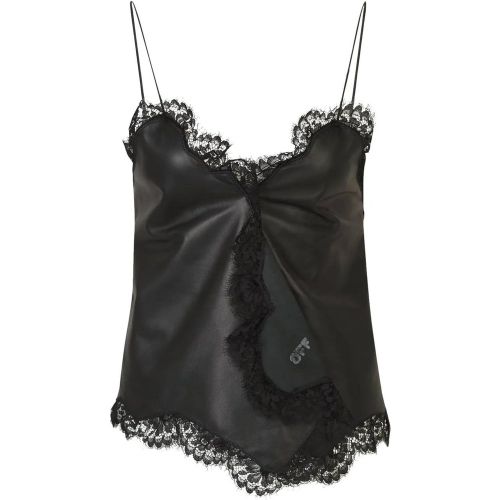 Leather Lace Top - Größe 38 - Off-White - Modalova