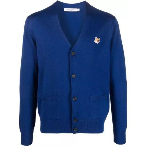 Logo-Patch Knitwear Cardigan - Größe L - blue - Maison Kitsune - Modalova