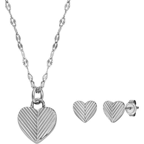 Halskette - Harlow Heart To Heart Stainless Steel Pendant Neck - Gr. unisize - in Silber - für Damen - Fossil - Modalova