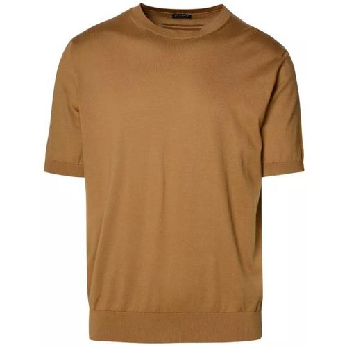 Ribbed Short-Sleeved Sweater - Größe 48 - brown - Zegna - Modalova