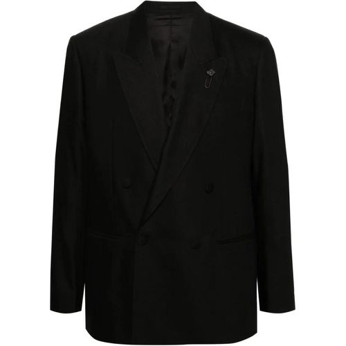 Black Linen-Wool Blend Jacket - Größe 52 - schwarz - Lardini - Modalova