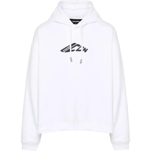 Logo Print White Hoodie - Größe L - Dsquared2 - Modalova