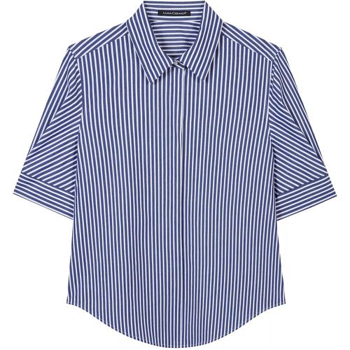 Kurzarm-Bluse mit Streifen - Größe 40 - blau - LUISA CERANO - Modalova