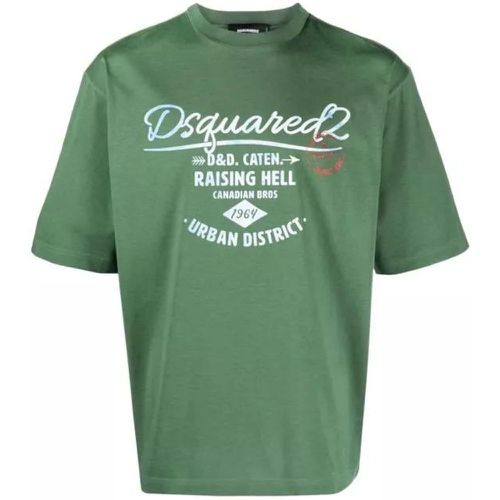 Logo-Print Green Cotton T-Shirt - Größe L - green - Dsquared2 - Modalova