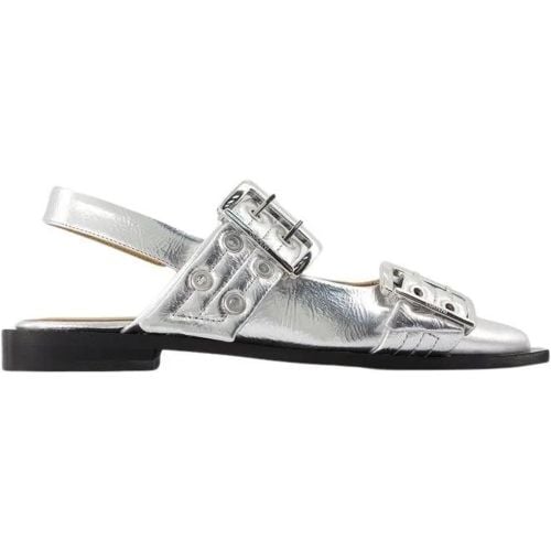 Feminine Buckle Ballerinas - Synthetic Leather - S - Ganni - Modalova